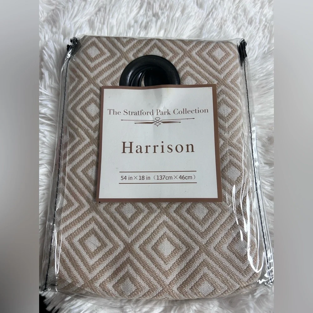 JCPenney Harrison Grommet Top Jacquard Valance in Beige & White